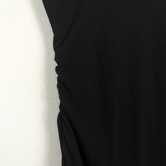 NWT Michael Stars Black Ultra Ribbed Mona Ruched Side Mini Dress Size S - Picture 5 of 10